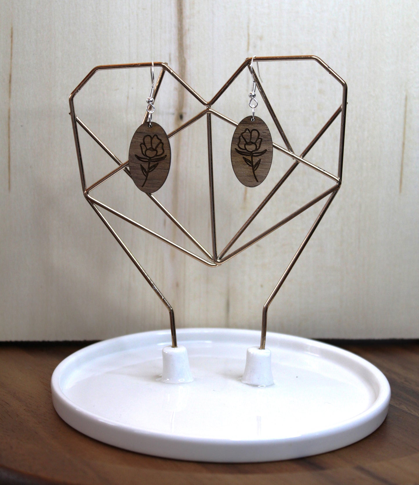 Oval Flower V2 Dangle Earrings