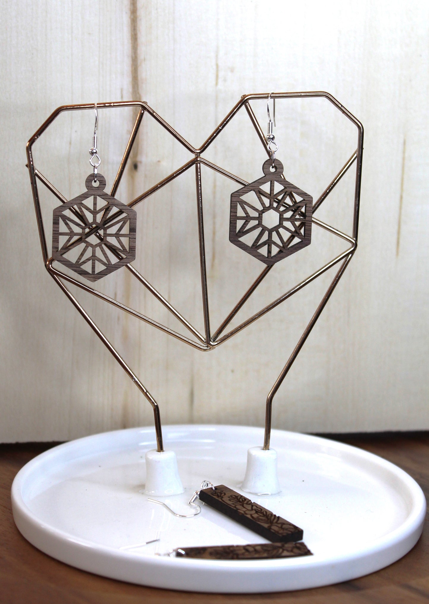 Geometric Hexagon Dangle Earrings