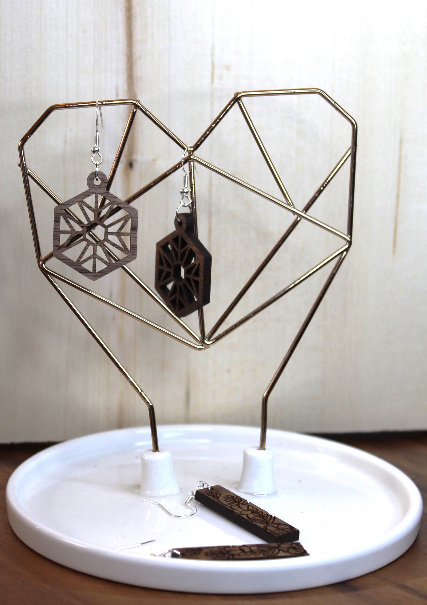 Geometric Hexagon Dangle Earrings