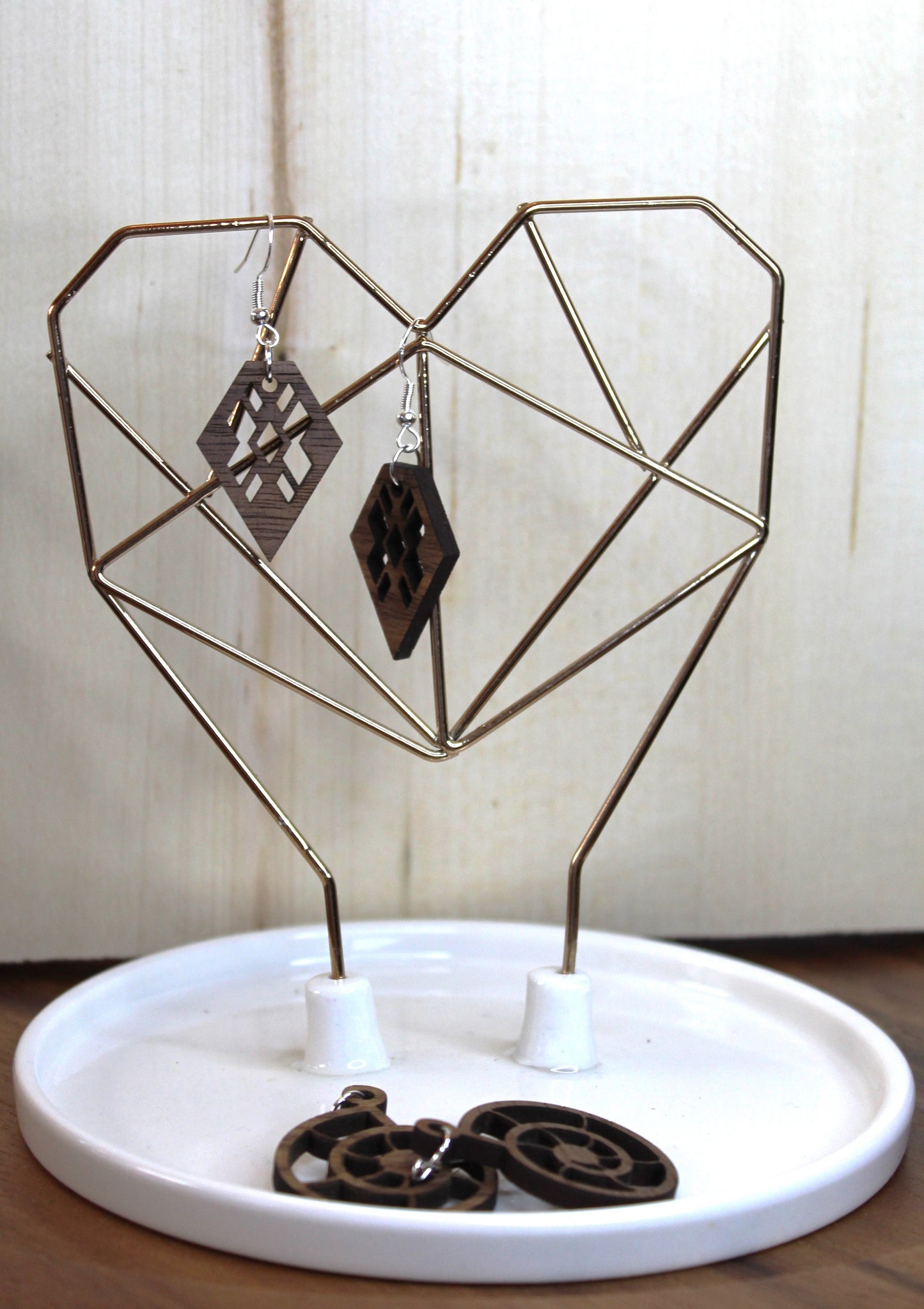 Geometric Diamond Dangle Earrings