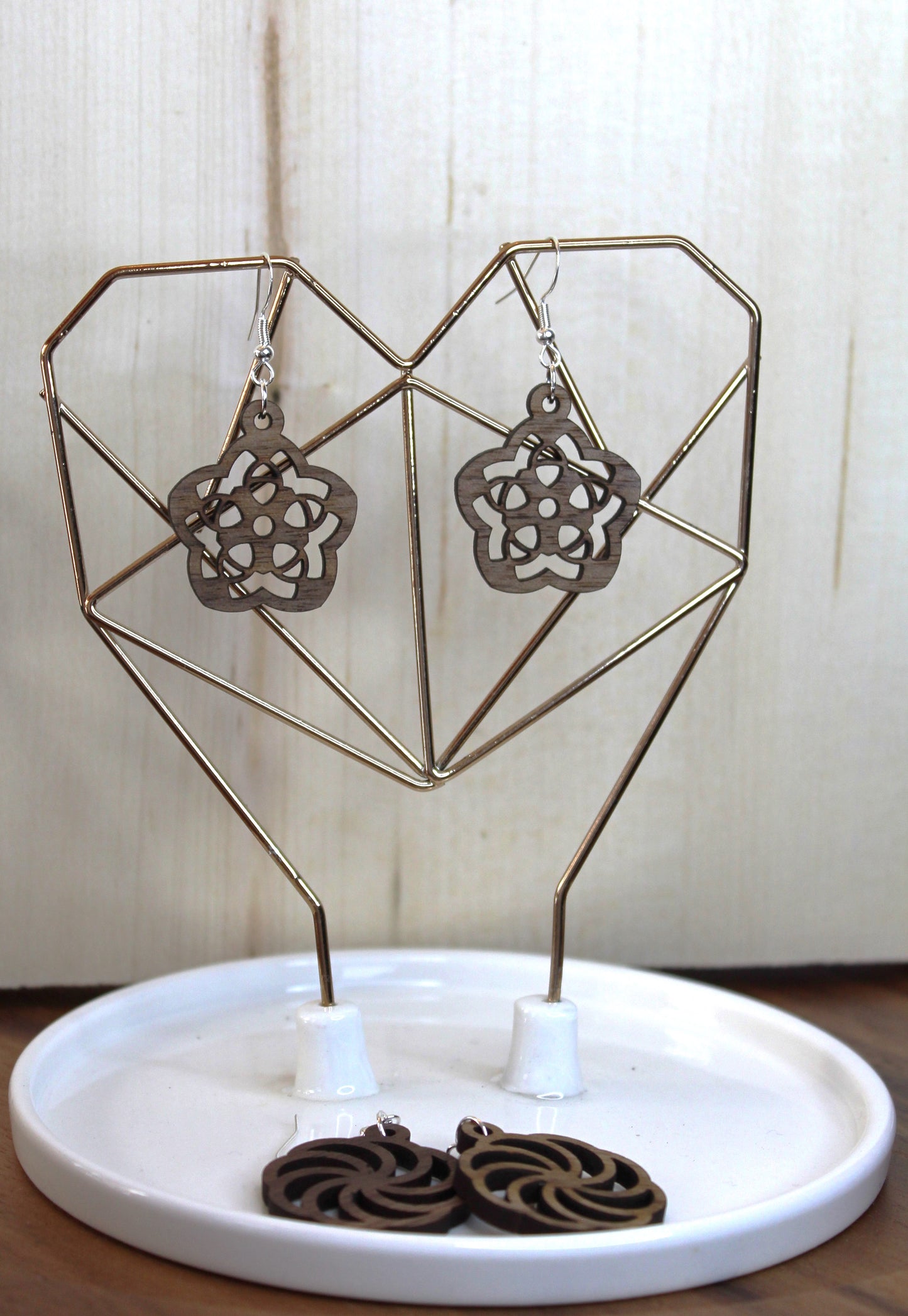 Geometric Flower Dangle Earrings