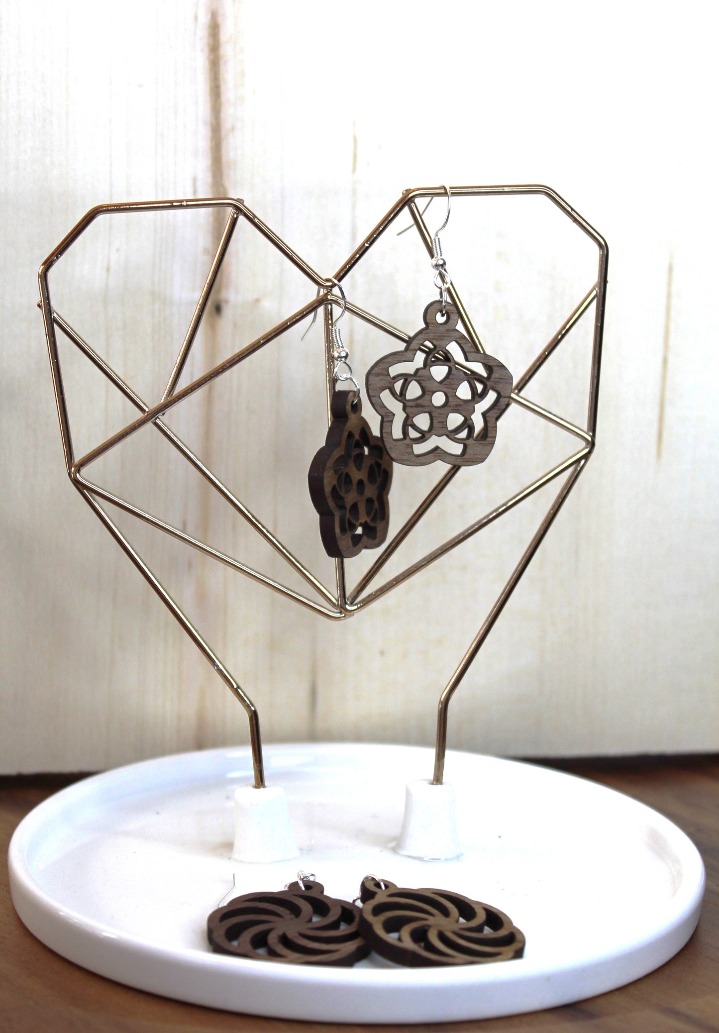 Geometric Flower Dangle Earrings