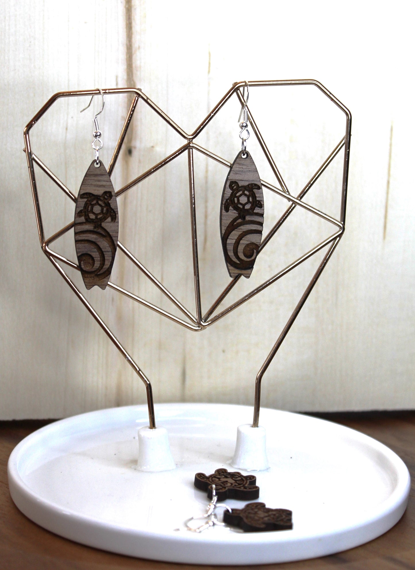 Surfboard Turtle Dangle Earrings