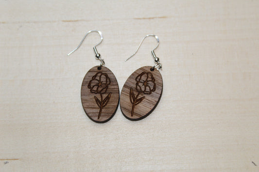 Oval Flower Dangle Earrings