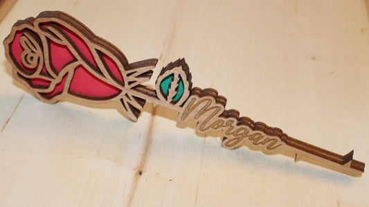 Custom Name Wooden Rose