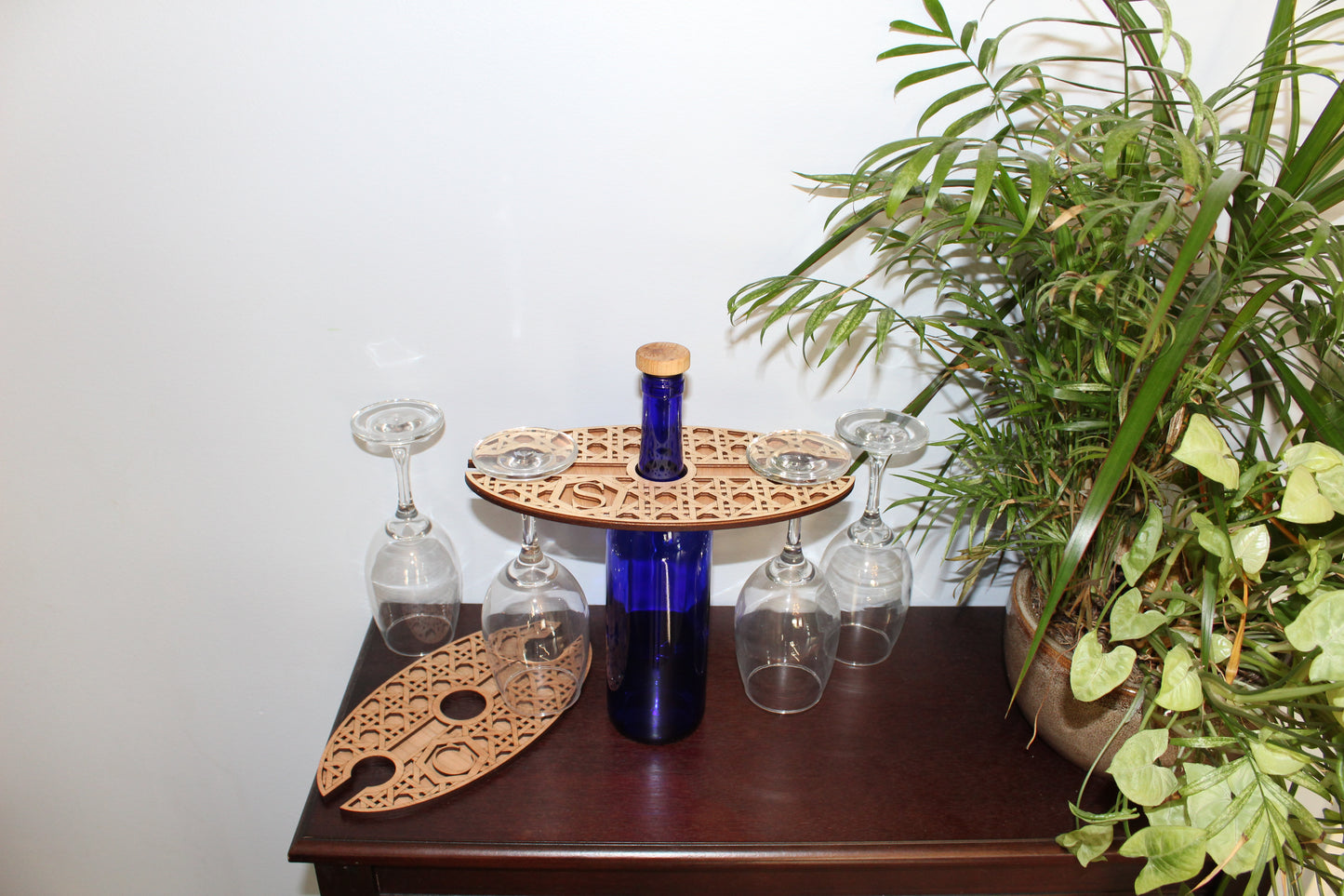 Cane Weave Rattan Monogram Wine Server