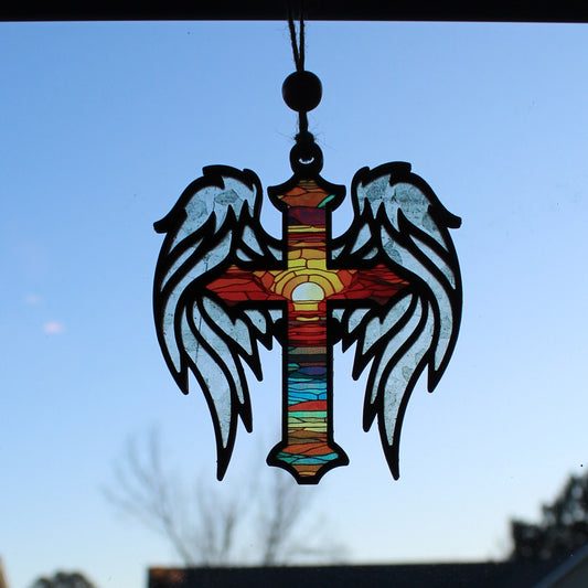 Cross with Wings Suncatcher