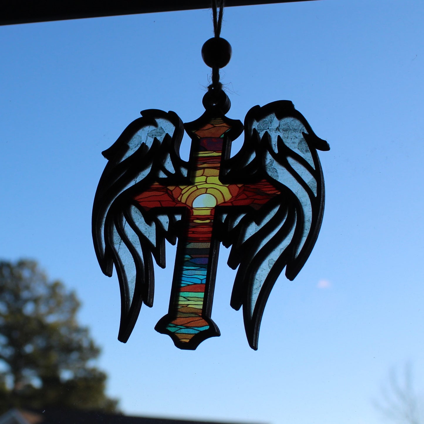 Cross with Wings Suncatcher