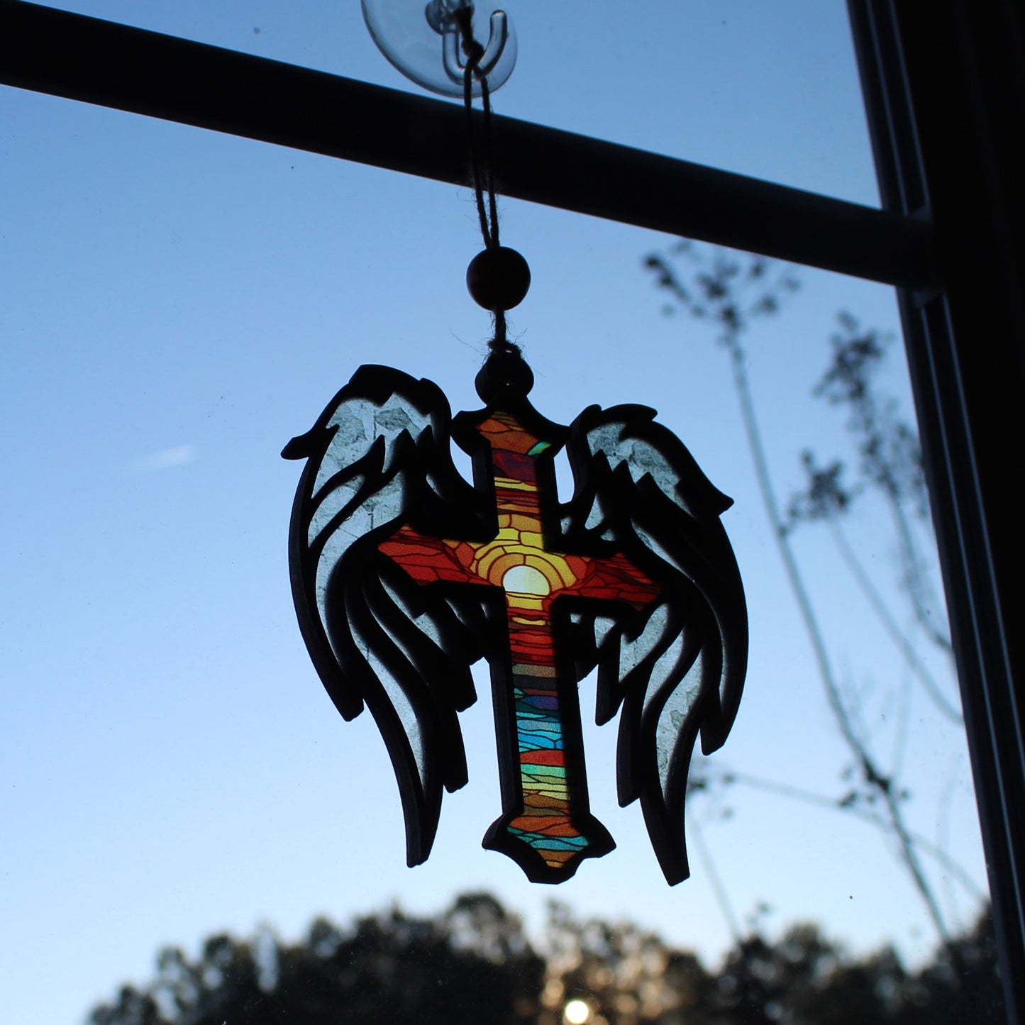 Cross with Wings Suncatcher