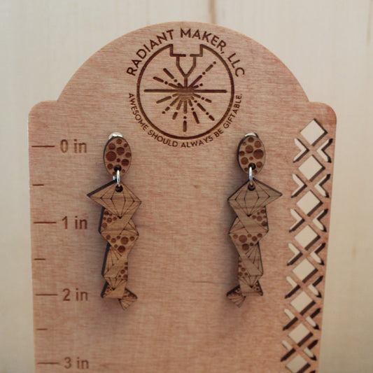 Line and Dot Art Stud Dangle Earrings
