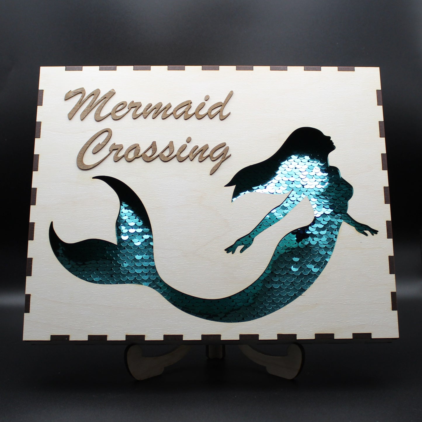 Mermaid Reversible Sequin Shadowbox Wall Decor