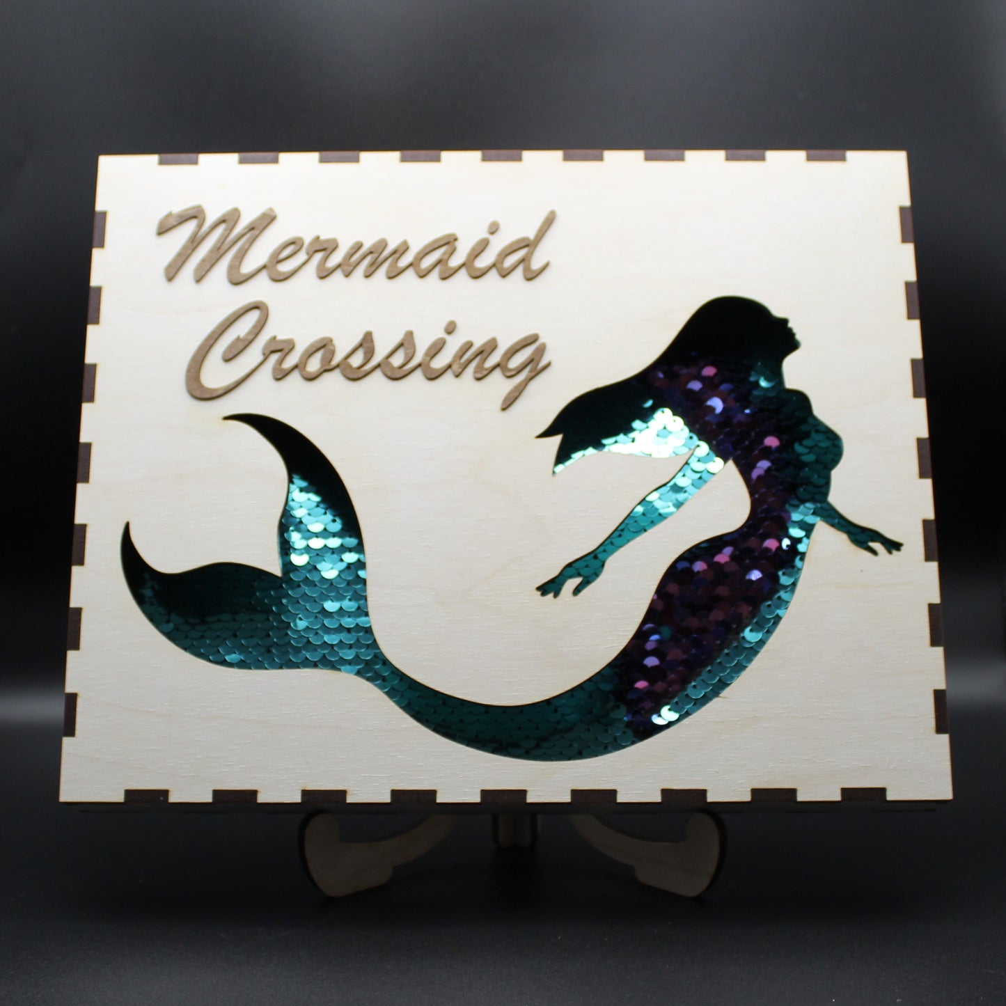 Mermaid Reversible Sequin Shadowbox Wall Decor