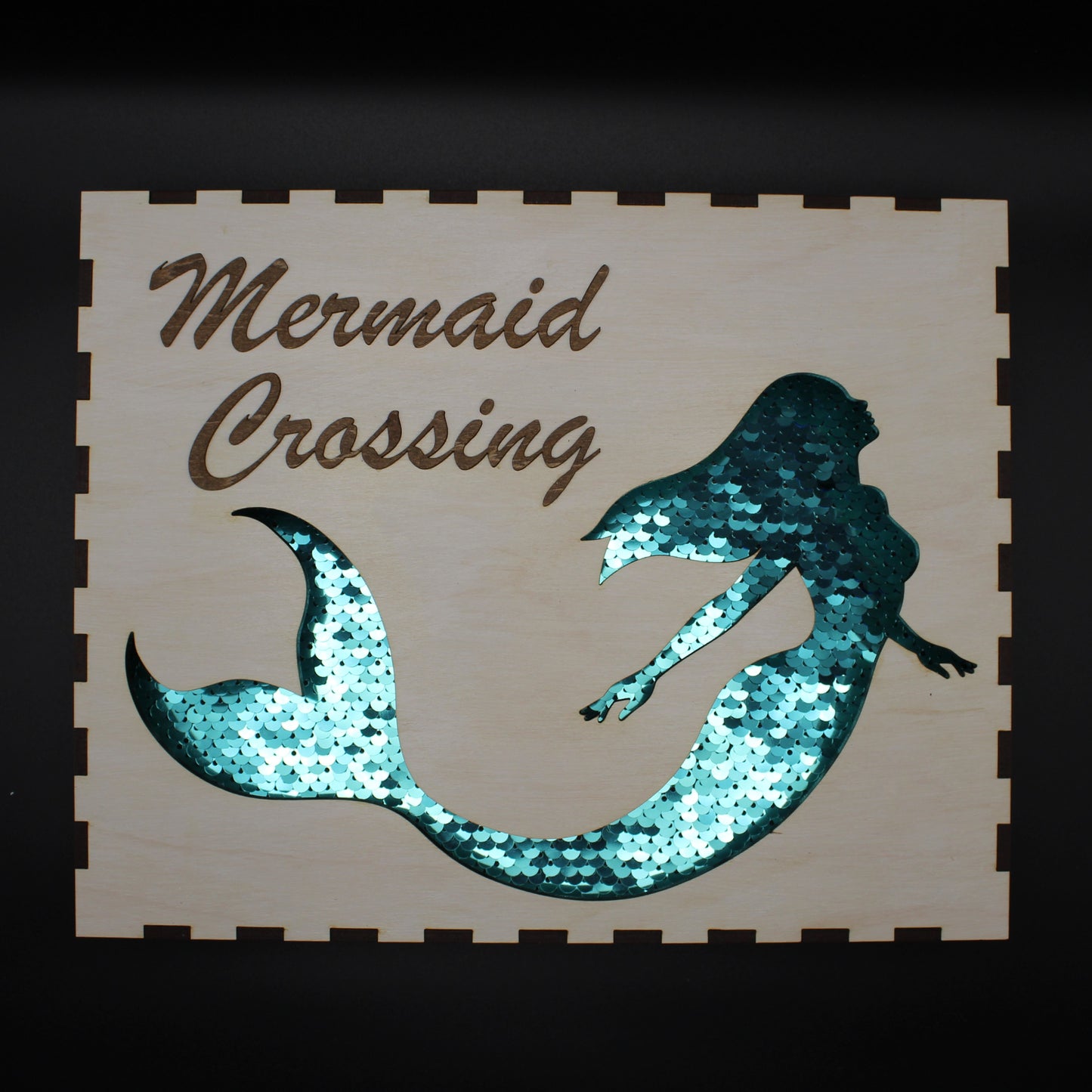 Mermaid Reversible Sequin Shadowbox Wall Decor