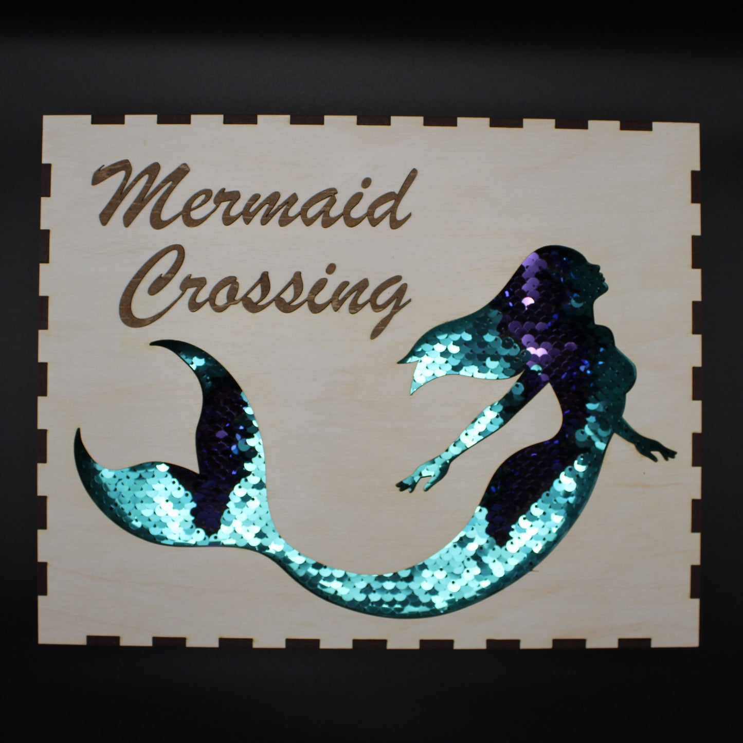 Mermaid Reversible Sequin Shadowbox Wall Decor
