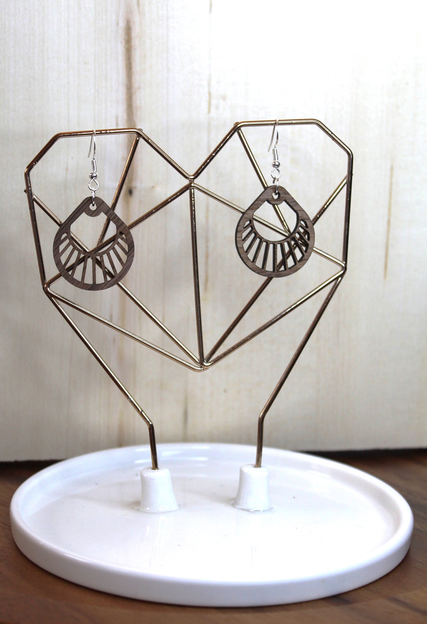 Lined Teardrop Dangle Earrings