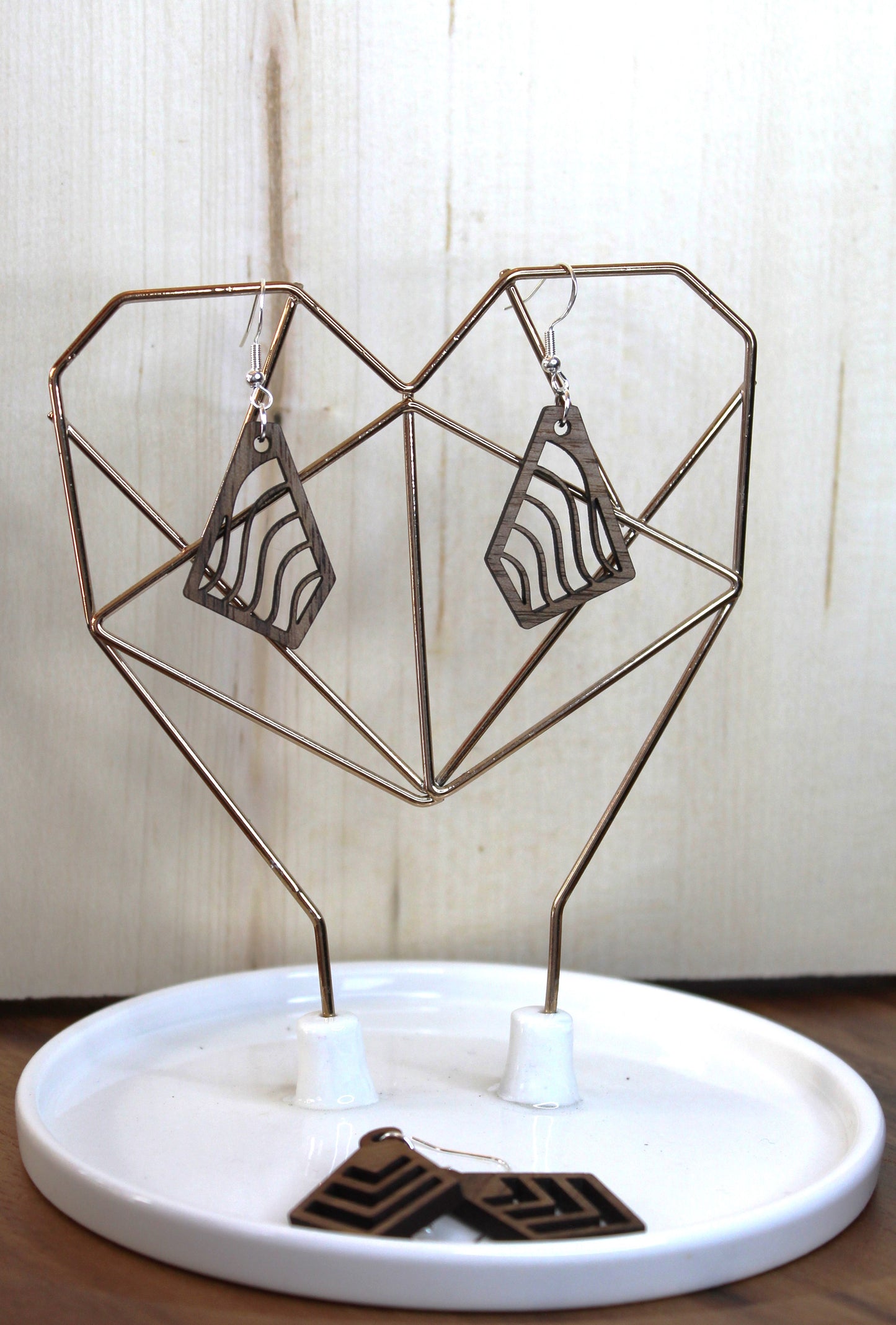 Geometric Diamond Wave Dangle Earrings