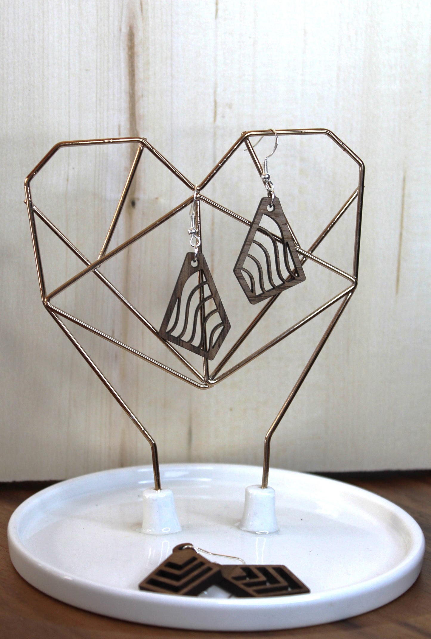 Geometric Diamond Wave Dangle Earrings