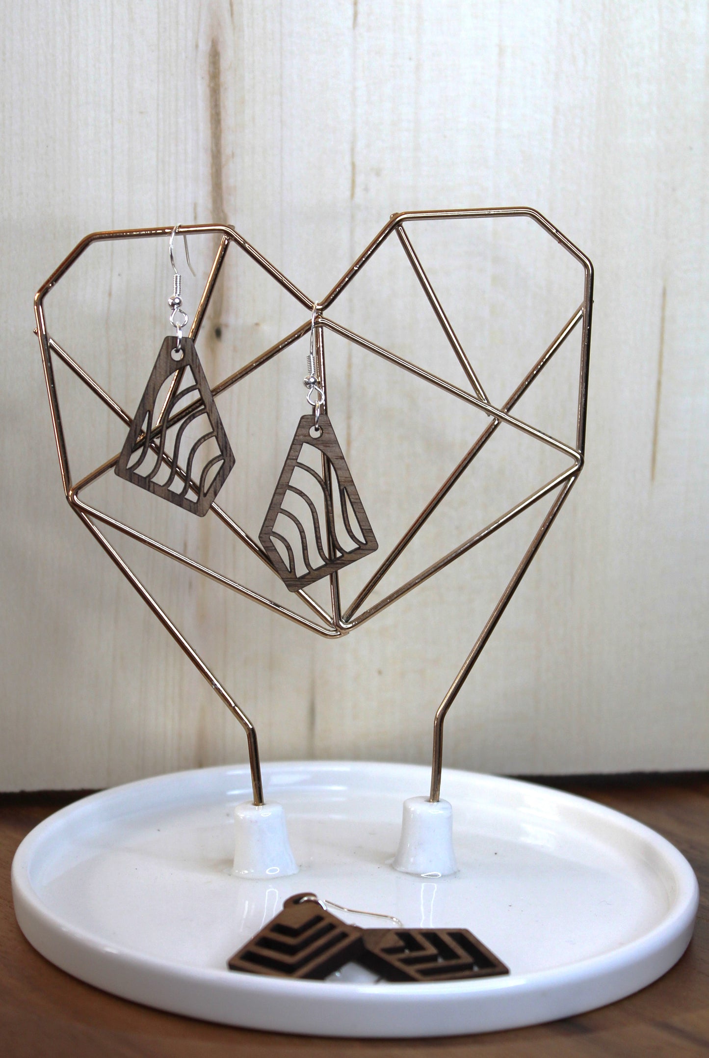 Geometric Diamond Wave Dangle Earrings