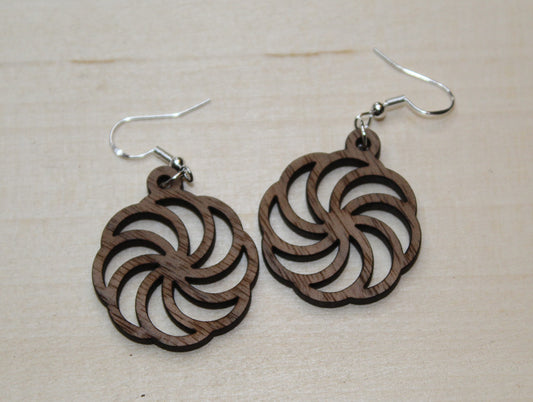 Flower Wheel Dangle Earrings