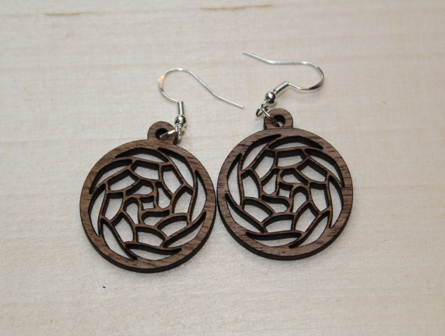 Round Flower Dangle Earrings