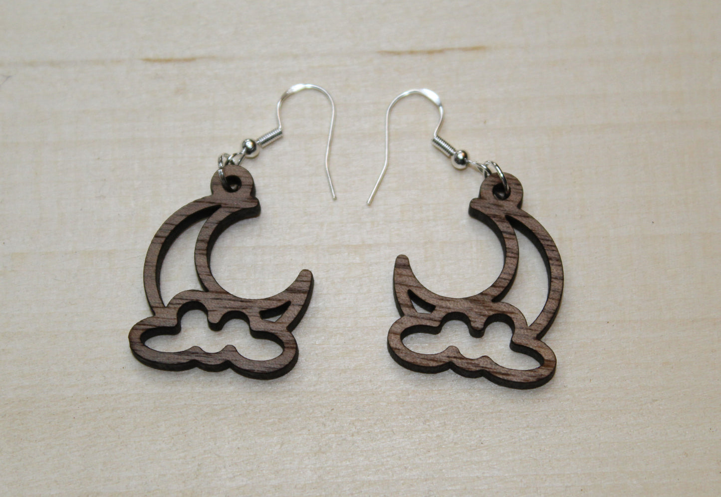 Moon and Cloud Dangle Earrings