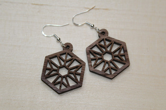 Geometric Hexagon Dangle Earrings