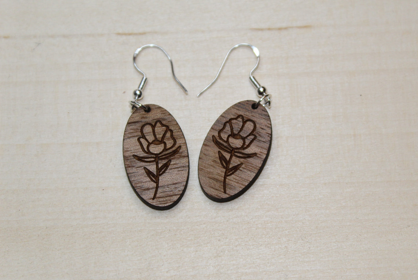 Oval Flower V2 Dangle Earrings