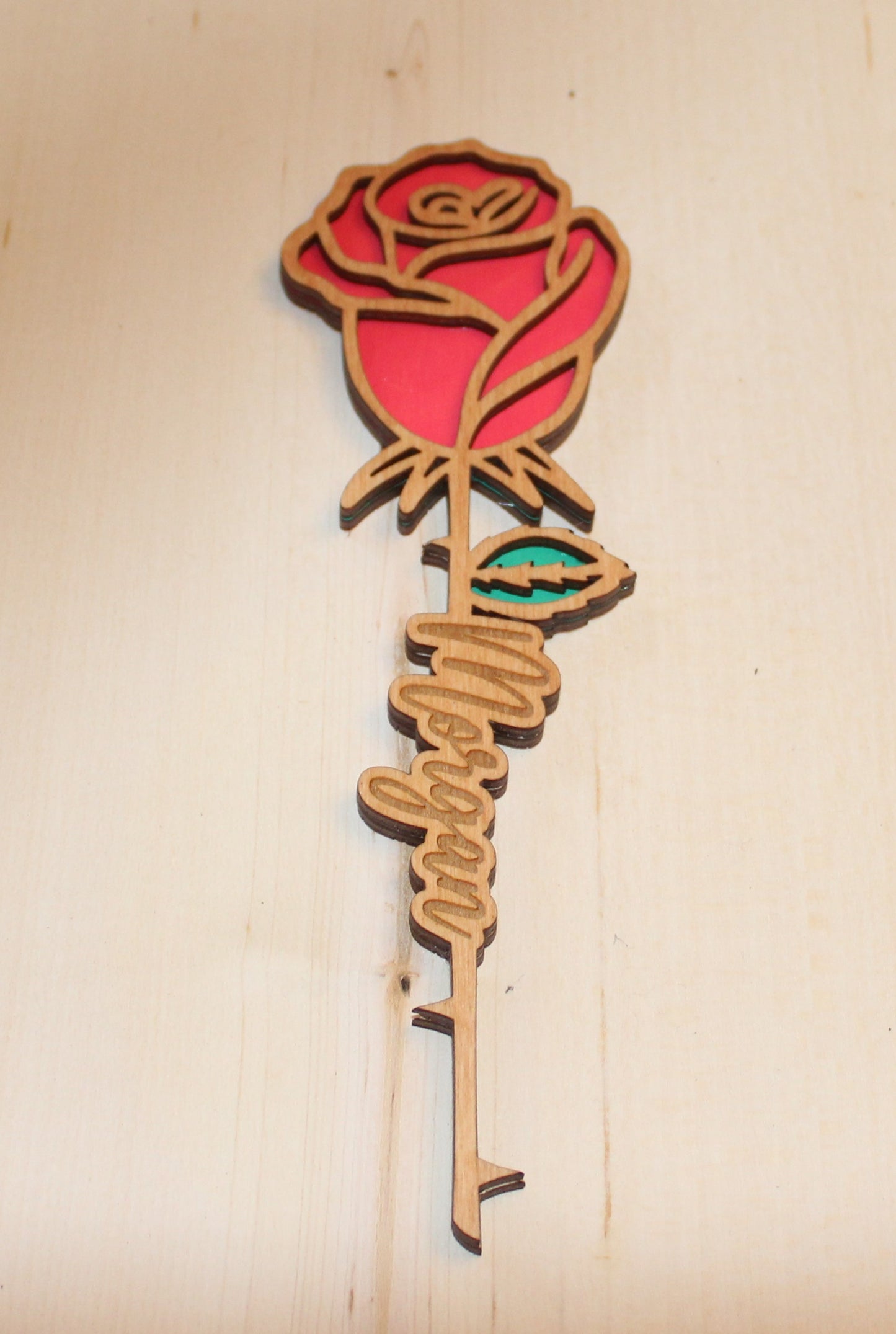 Custom Name Wooden Rose