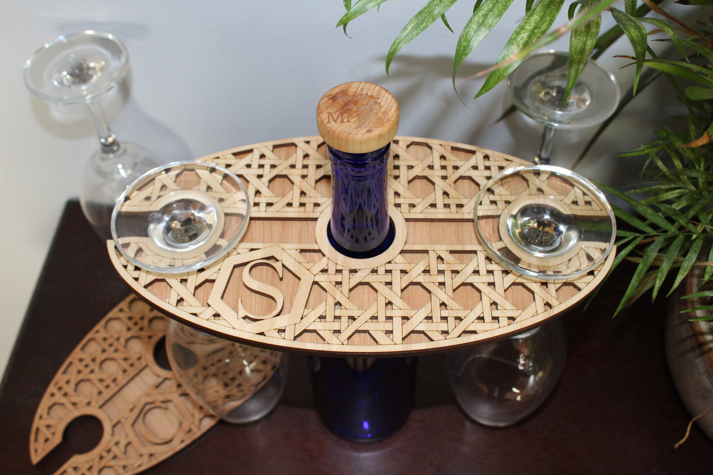 Cane Weave Rattan Monogram Wine Server