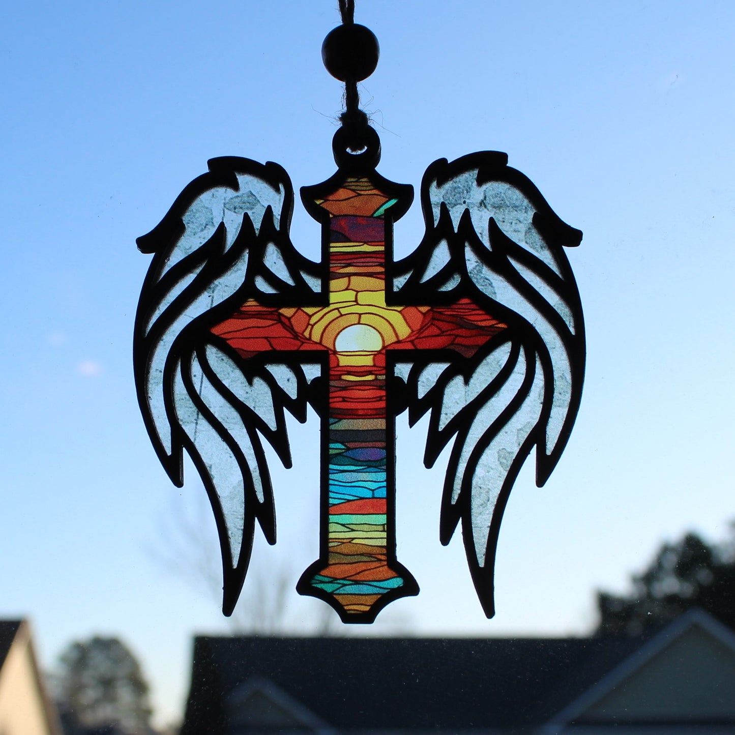 Cross with Wings Suncatcher