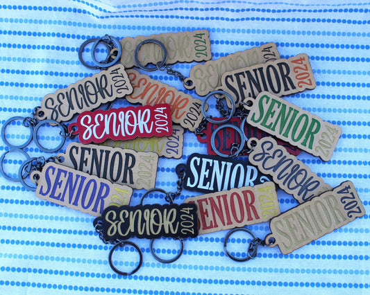 Senior Keychain | Wooden | School Colors | Graduation Gift