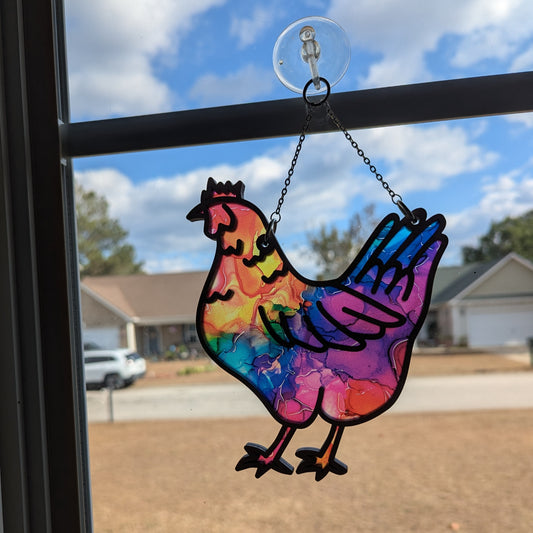 Chicken and/or Rooster Sun Catcher - Wooden