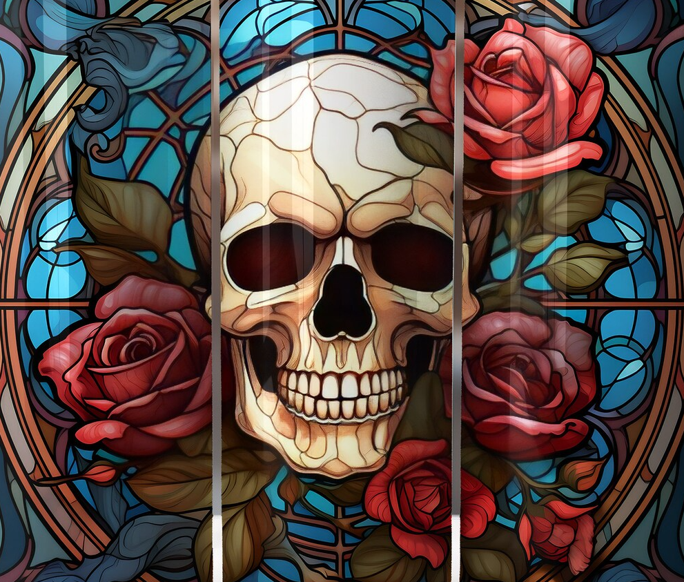 Stained Glass Skull Tumbler